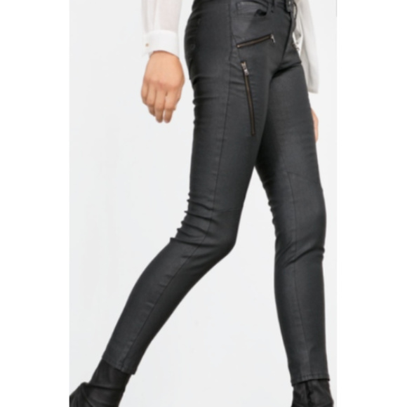 black wax coated skinny jeans womens